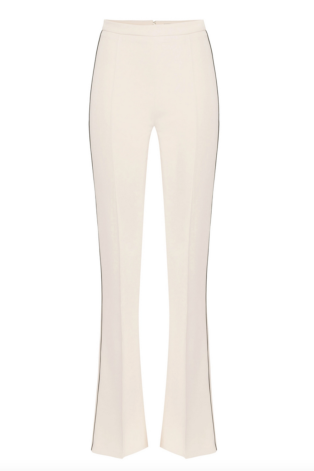 ELISABETTA FRANCHI Elisabetta Franchi trousers with black piping and embroidered logo cream WHITE