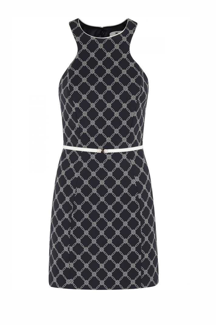 ELISABETTA FRANCHI Elisabetta Franchi jurk met ruitjesprint ZWART