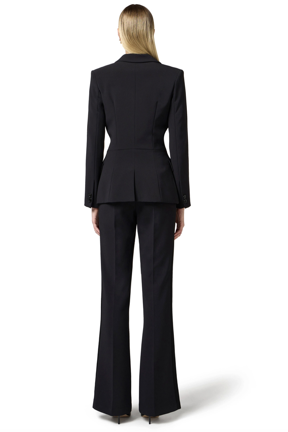 ELISABETTA FRANCHI Elisabetta Franchi double button blazer with satin trim BLACK