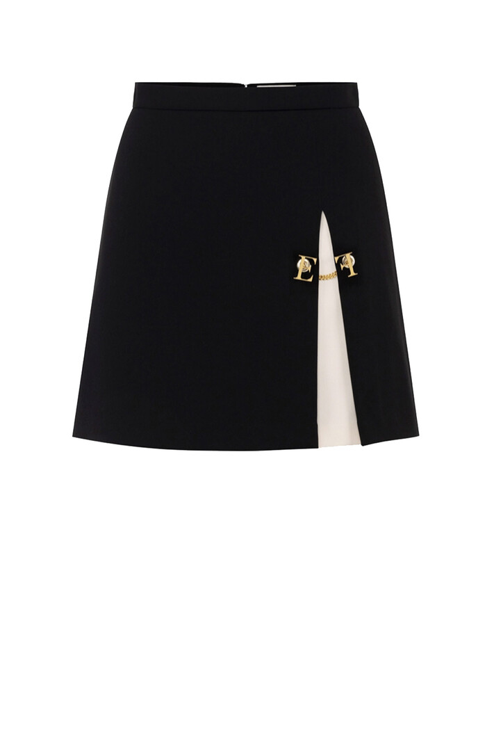 ELISABETTA FRANCHI Elisabetta Franchi skirt with closed slit in white and BLACK