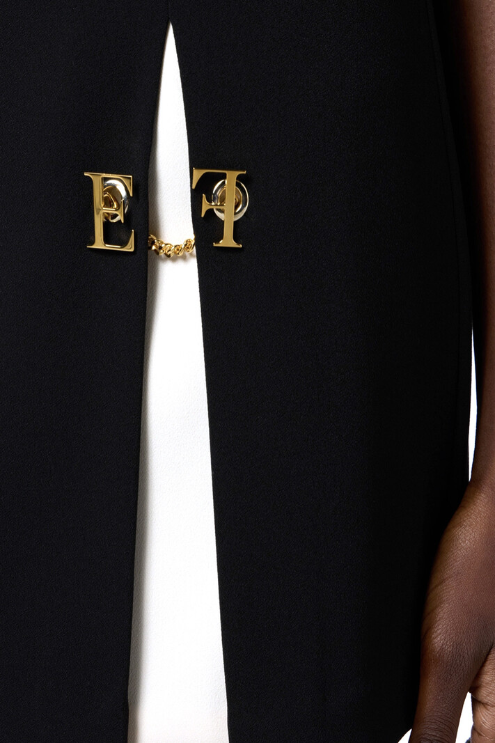 ELISABETTA FRANCHI Elisabetta Franchi rok met dichte split in wit en logo ZWART