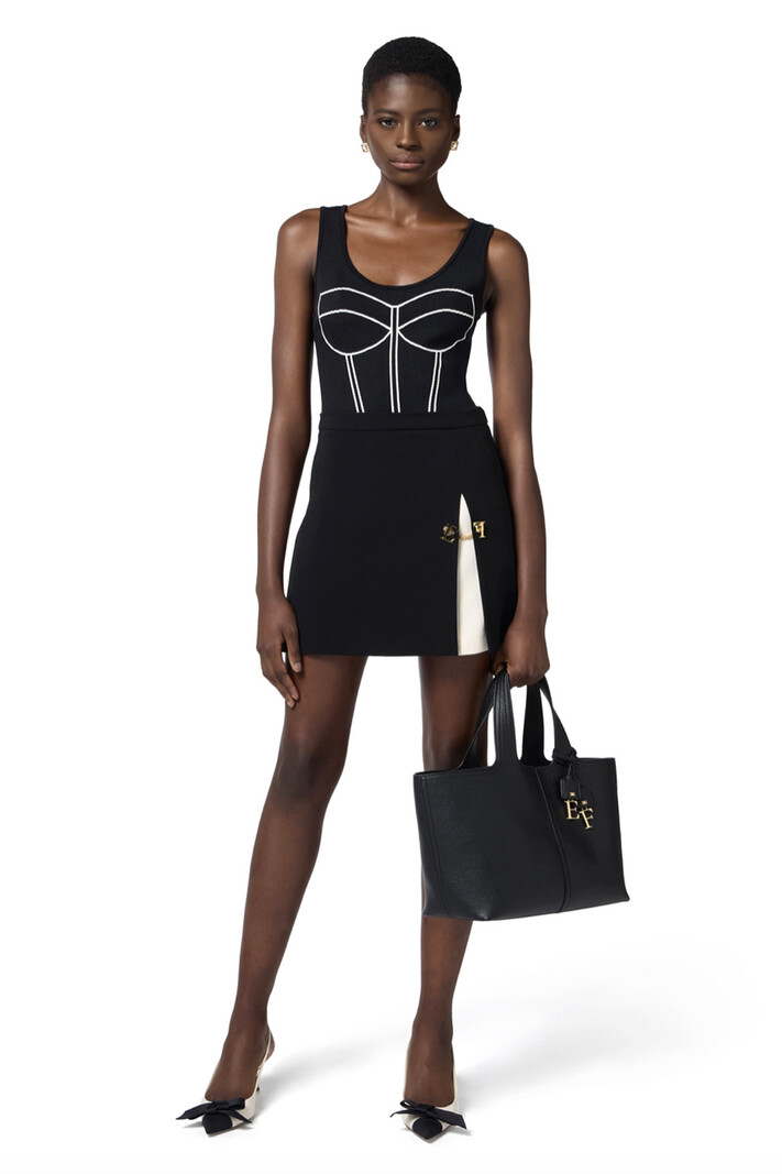 ELISABETTA FRANCHI Elisabetta Franchi skirt with closed slit in white and BLACK