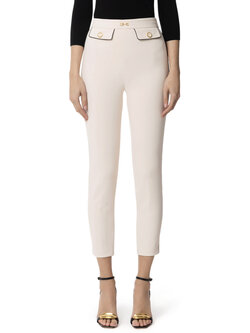 ELISABETTA FRANCHI Elisabetta Franchi trousers with black trim and gold buttons WHITE