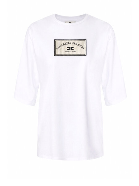 ELISABETTA FRANCHI Elisabetta Franchi tshirt with patch WHITE (large fit)
