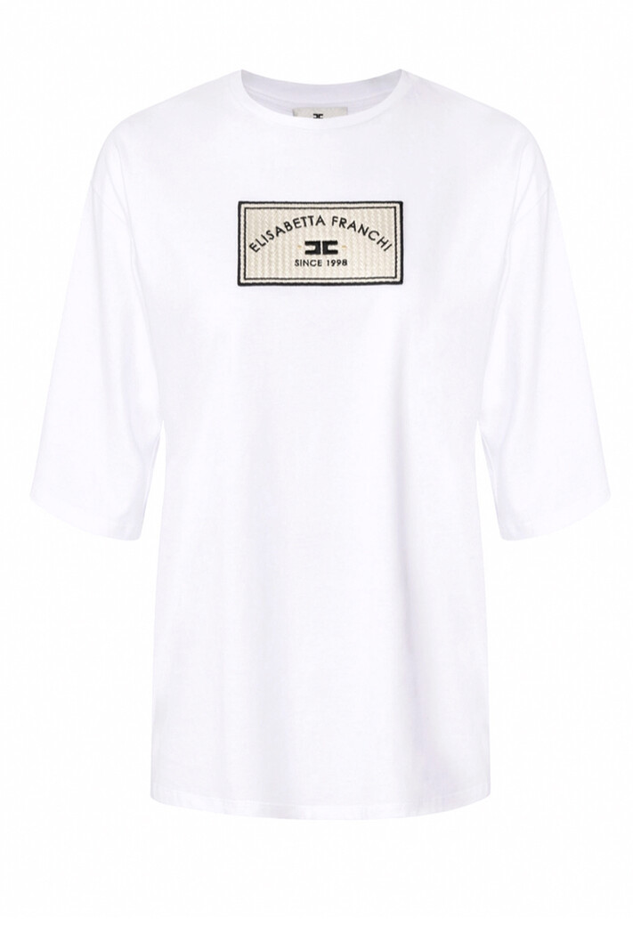 ELISABETTA FRANCHI Elisabetta Franchi tshirt with patch WHITE (large fit)