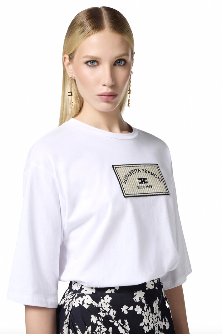 ELISABETTA FRANCHI Elisabetta Franchi tshirt with patch WHITE (large fit)