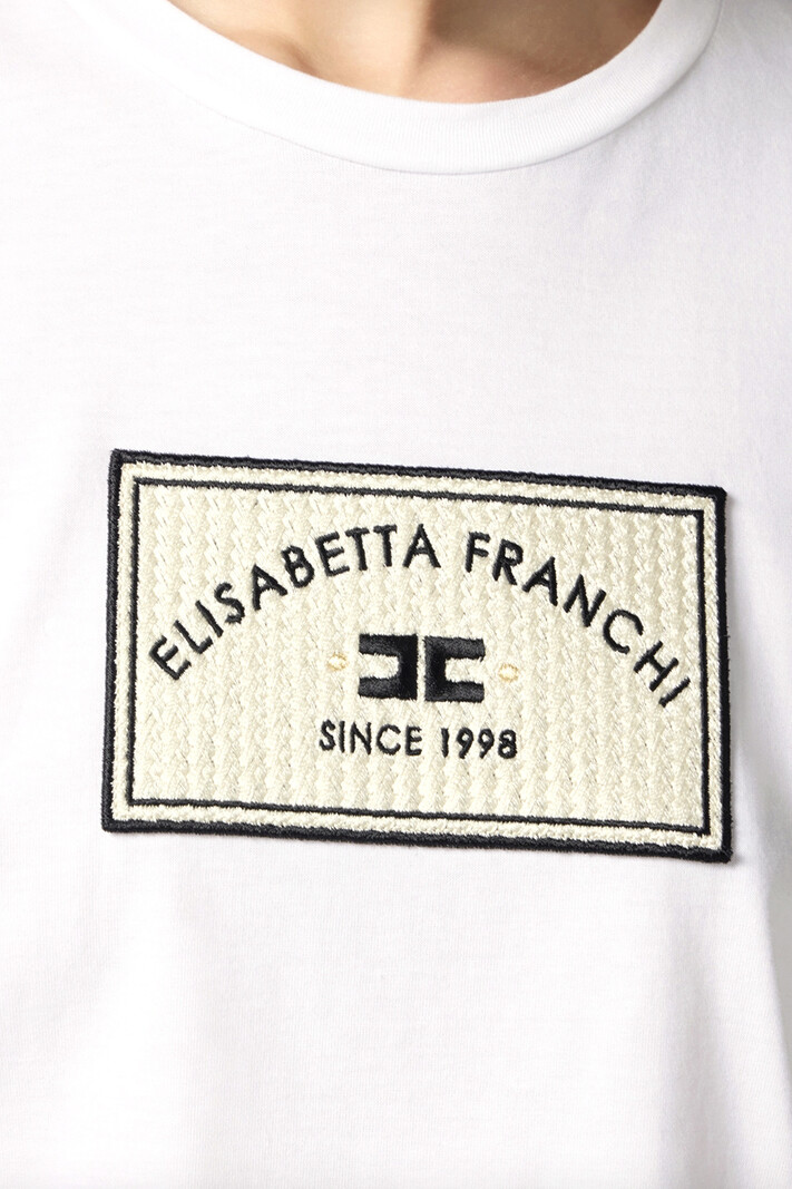 ELISABETTA FRANCHI Elisabetta Franchi tshirt with patch WHITE (large fit)