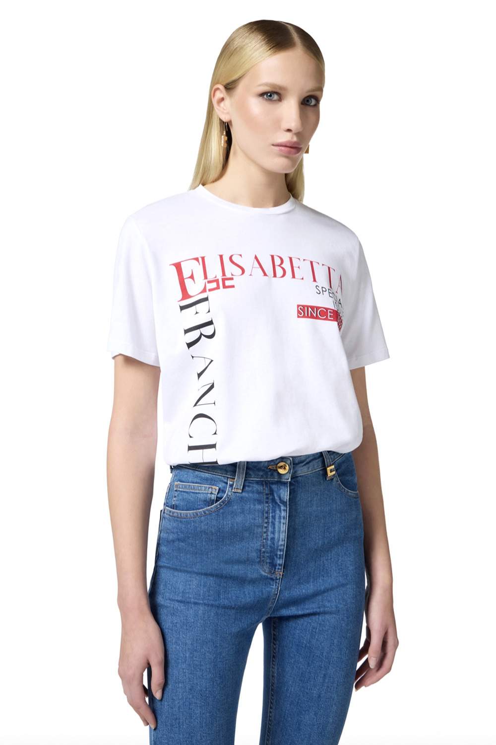 ELISABETTA FRANCHI Elisabetta Franchi shirt with red black letters WHITE