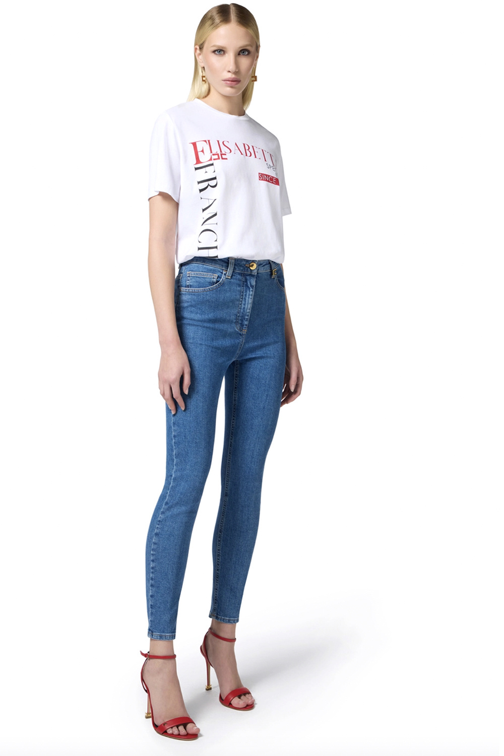 ELISABETTA FRANCHI Elisabetta Franchi shirt with red black letters WHITE