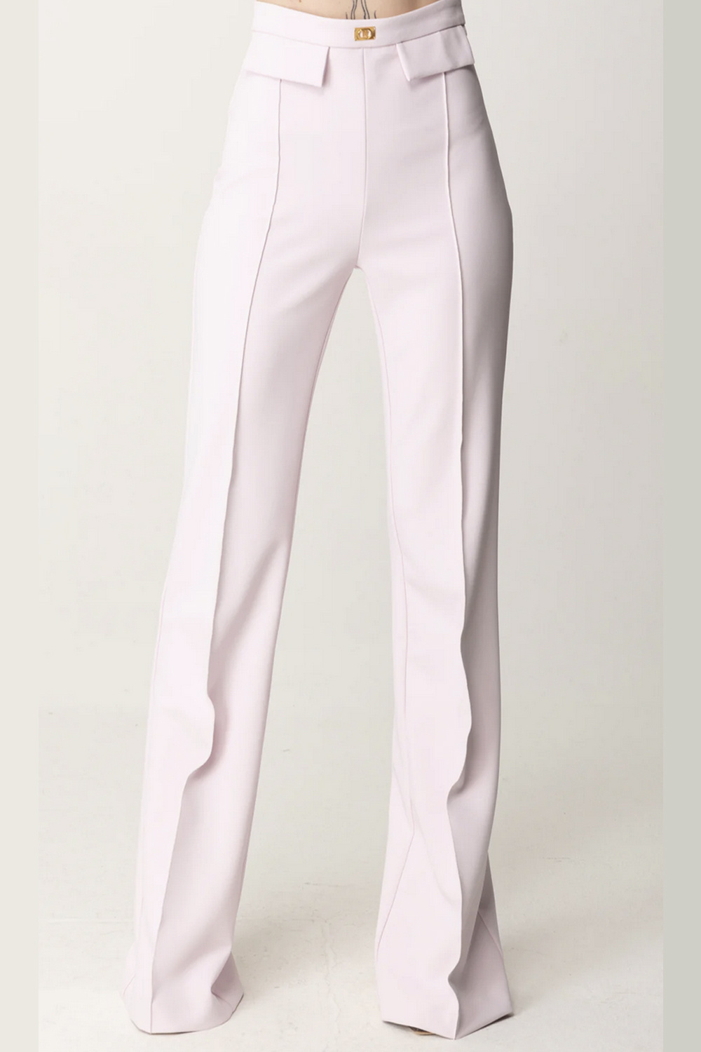 ELISABETTA FRANCHI Elisabetta Franchi flaired pants with clasps Burro / cream WHITE