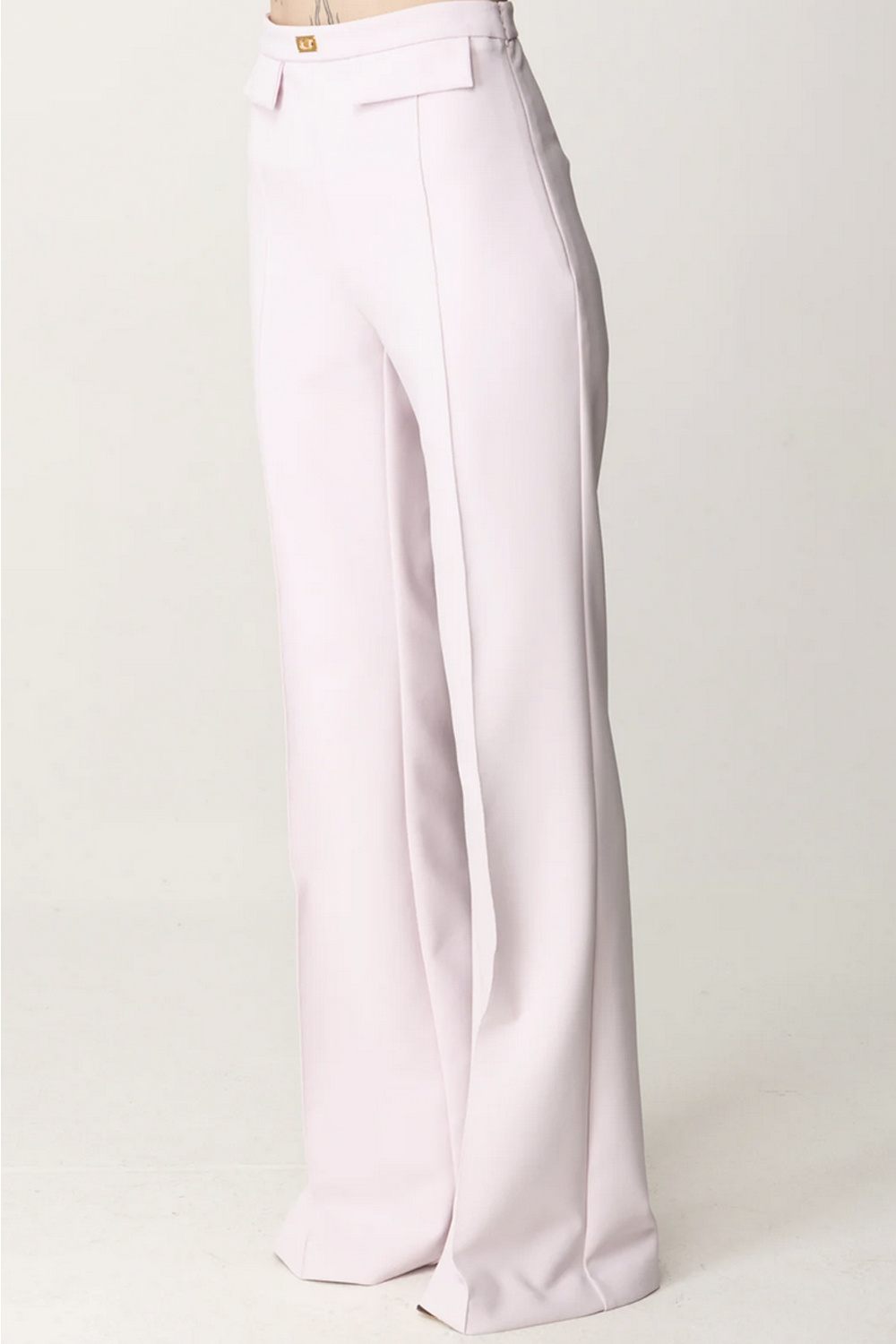 ELISABETTA FRANCHI Elisabetta Franchi flaired pants with clasps Burro / cream WHITE