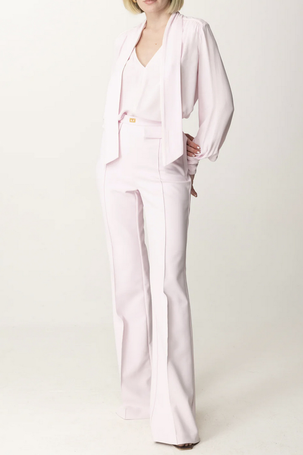 ELISABETTA FRANCHI Elisabetta Franchi flaired pants with clasps Burro / cream WHITE