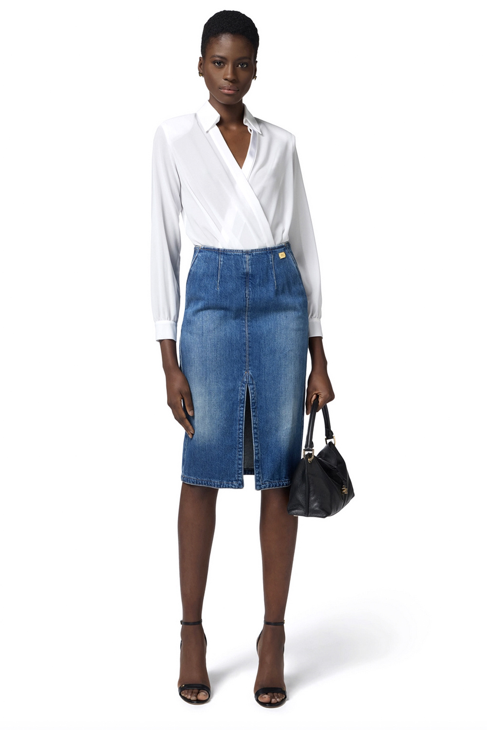 ELISABETTA FRANCHI Elisabetta Franchi spijkerrok / denim rok met split BLAUW