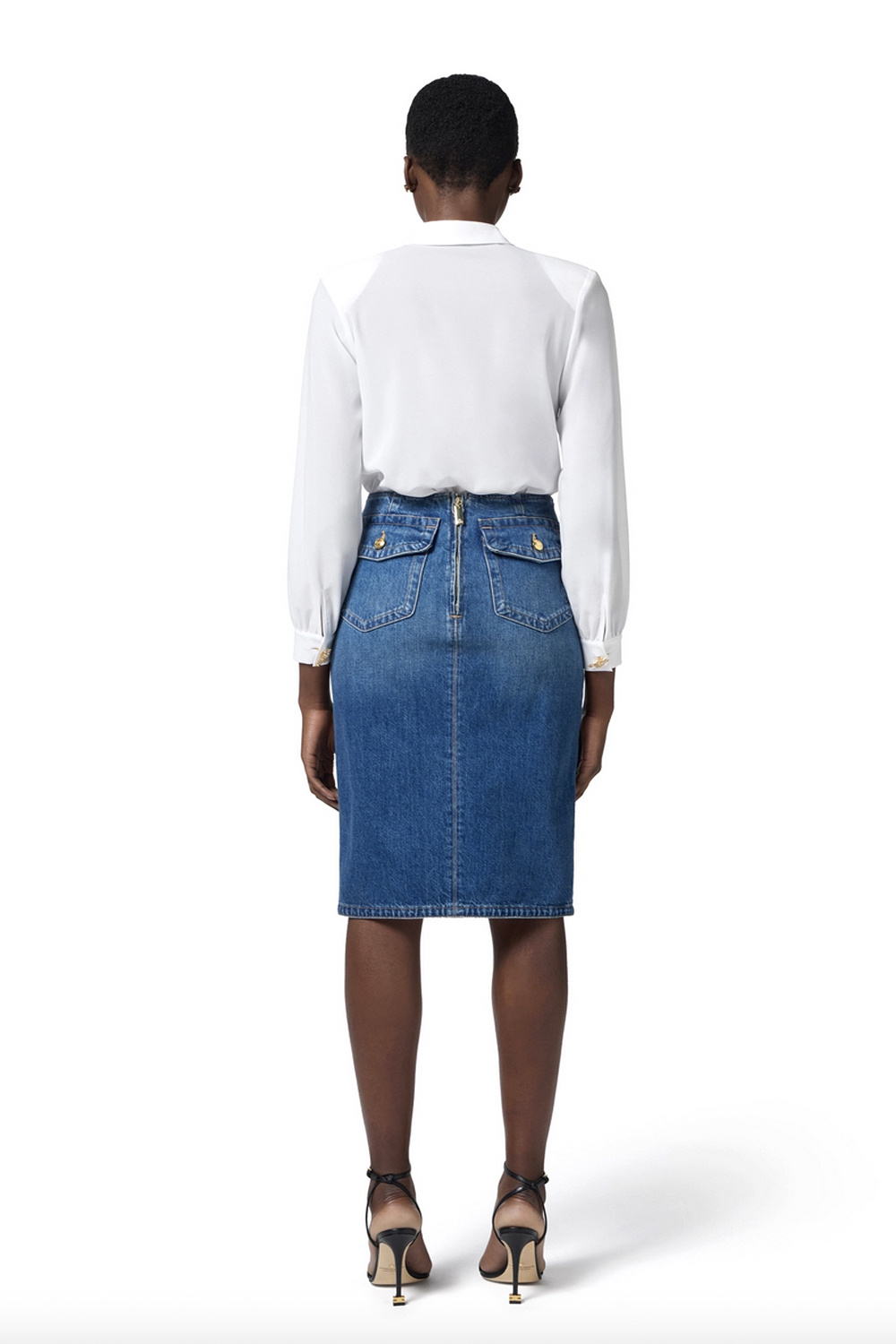 ELISABETTA FRANCHI Elisabetta Franchi spijkerrok / denim rok met split BLAUW