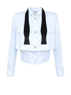 ELISABETTA FRANCHI Elisabetta Franchi blouse with bow tie skyblue / light BLUE