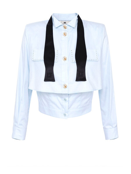 ELISABETTA FRANCHI Elisabetta Franchi blouse with bow tie skyblue / light BLUE
