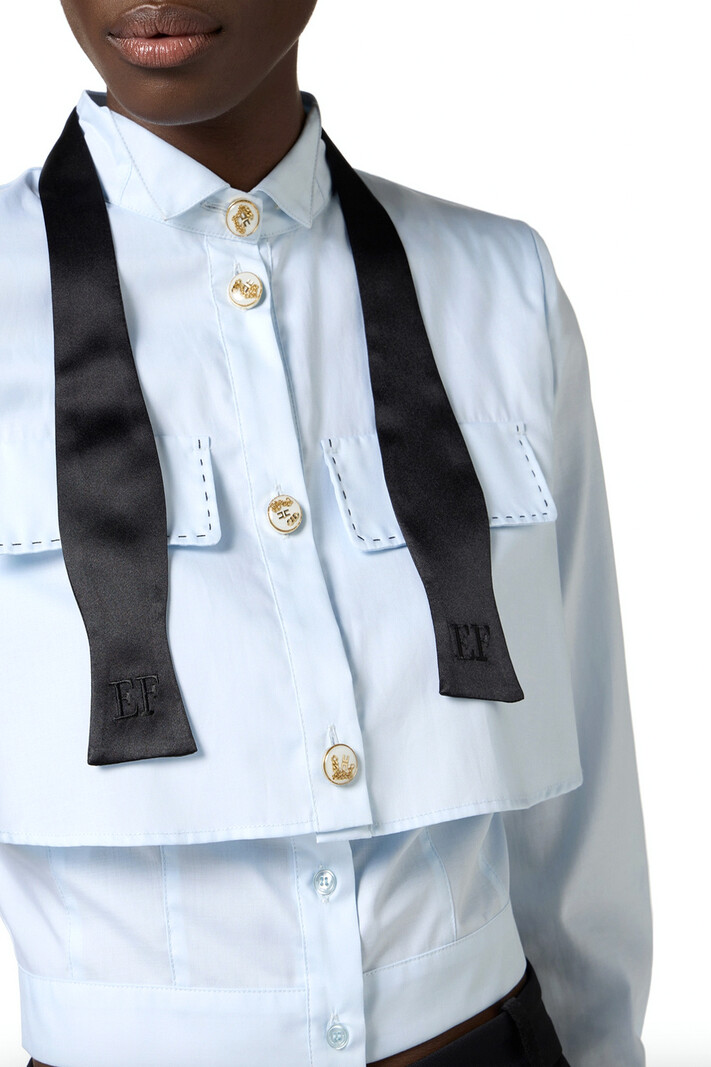 ELISABETTA FRANCHI Elisabetta Franchi blouse with bow tie skyblue / light BLUE