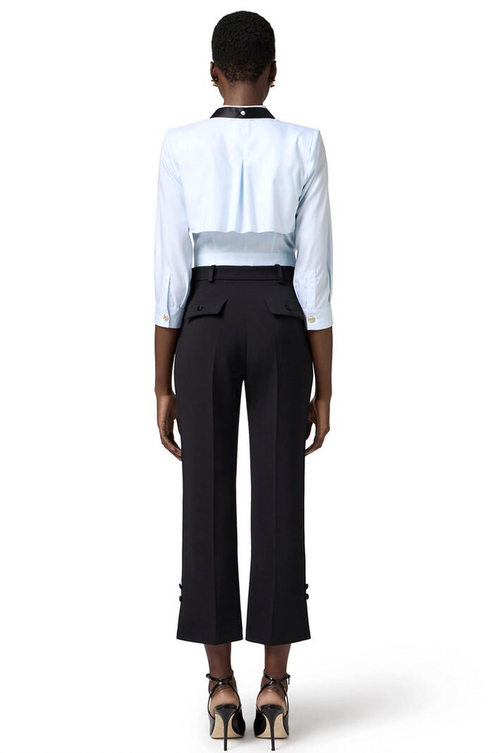 ELISABETTA FRANCHI Elisabetta Franchi blouse with bow tie skyblue / light BLUE