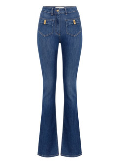 ELISABETTA FRANCHI Elisabetta Franchi flaired jeans met strikken op zakken blue denim / BLAUW
