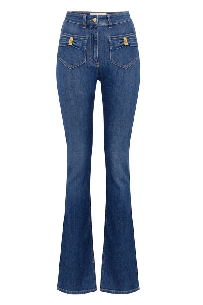 ELISABETTA FRANCHI Elisabetta Franchi flaired jeans with bows on pockets blue denim / BLUE
