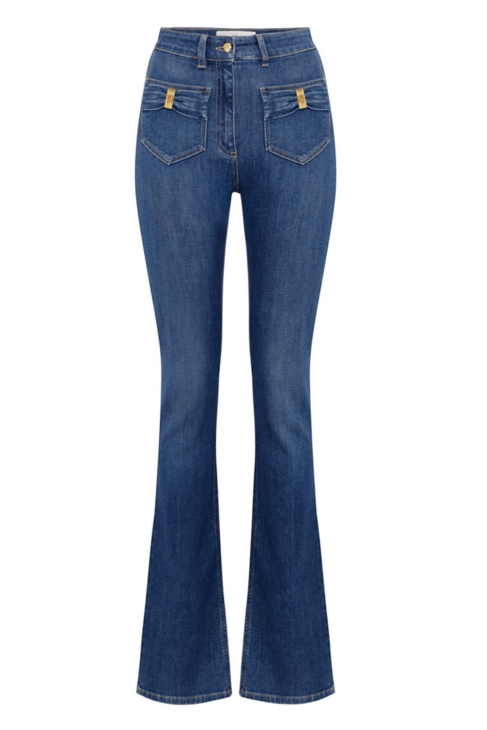 ELISABETTA FRANCHI Elisabetta Franchi flaired jeans met strikken op zakken blue denim / BLAUW