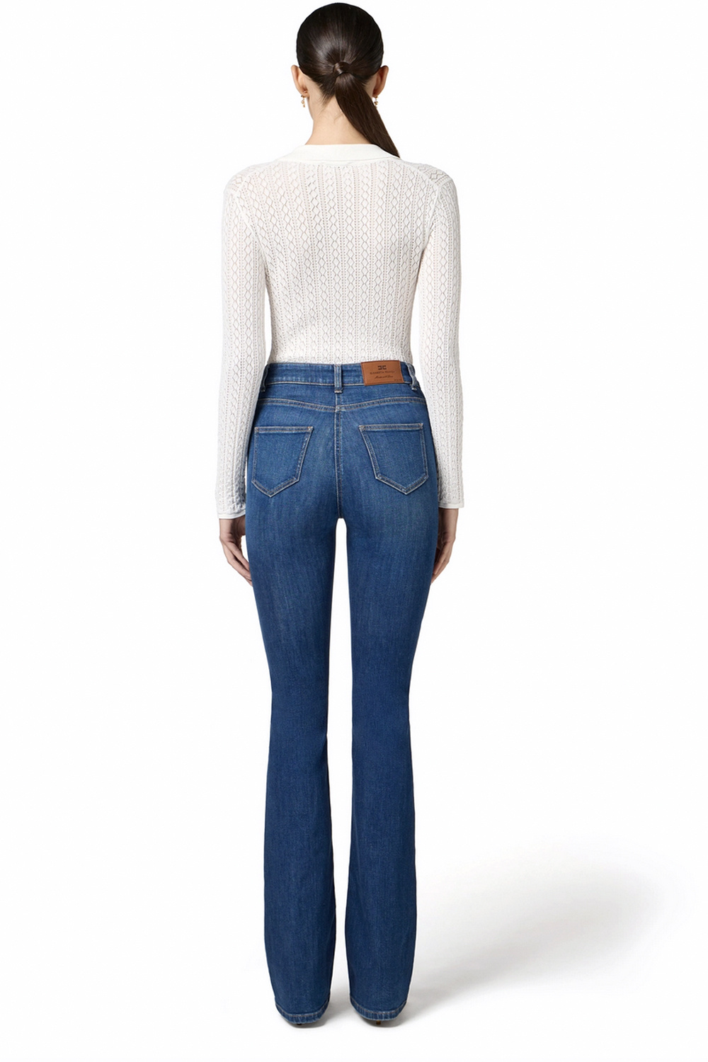ELISABETTA FRANCHI Elisabetta Franchi flaired jeans met strikken op zakken blue denim / BLAUW