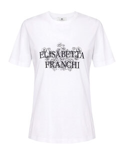 ELISABETTA FRANCHI Elisabetta Franchi tshirt with embroidered black print WHITE