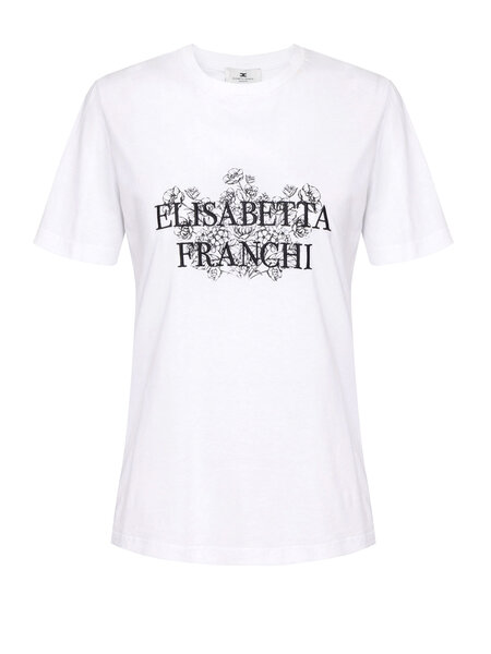ELISABETTA FRANCHI Elisabetta Franchi tshirt with embroidered black print WHITE