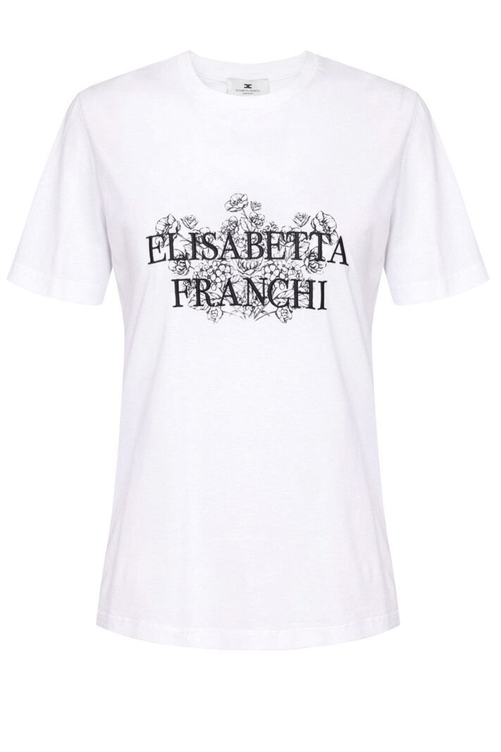 ELISABETTA FRANCHI Elisabetta Franchi tshirt with embroidered black print WHITE