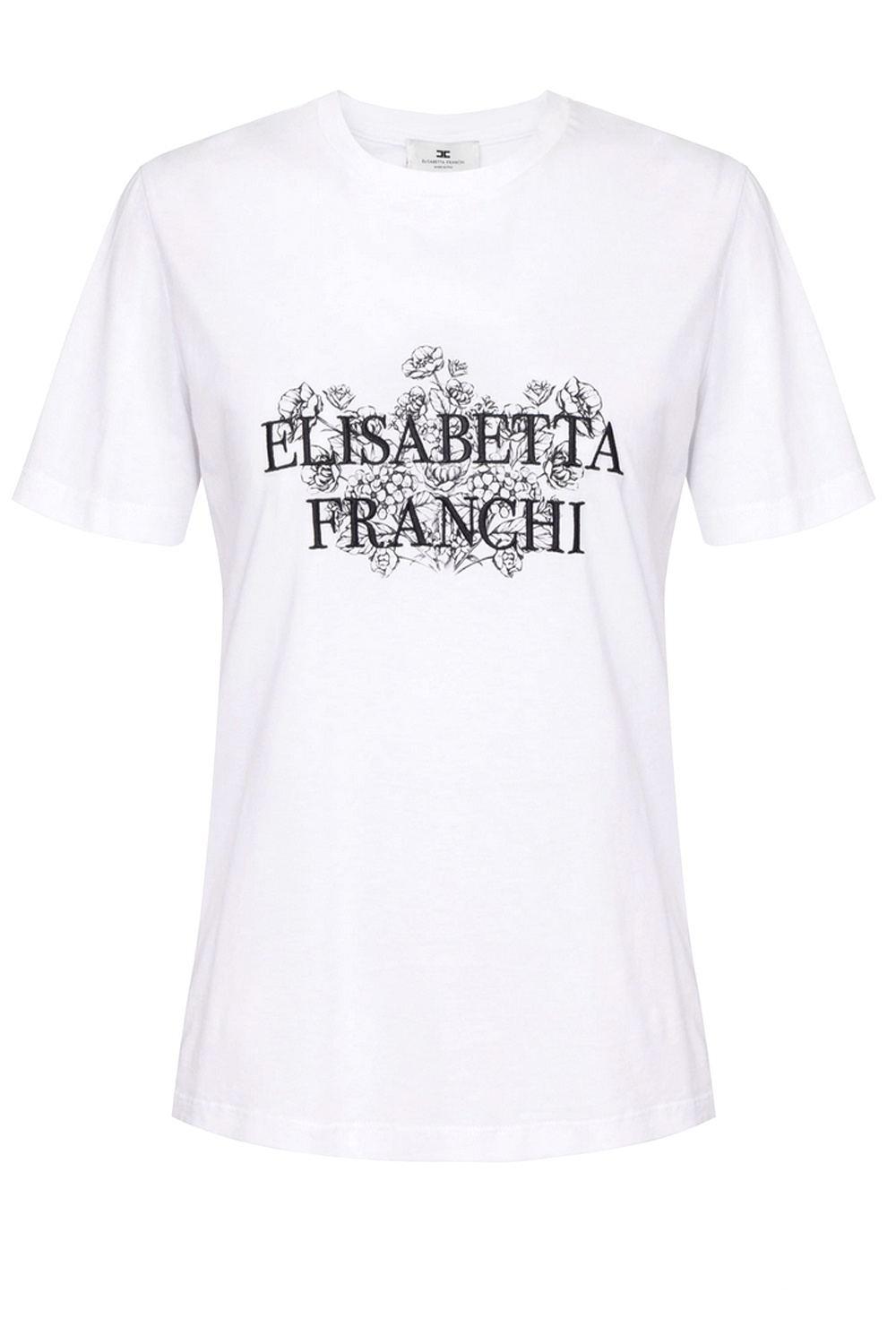 ELISABETTA FRANCHI Elisabetta Franchi tshirt met geborduurde zwarte print WIT