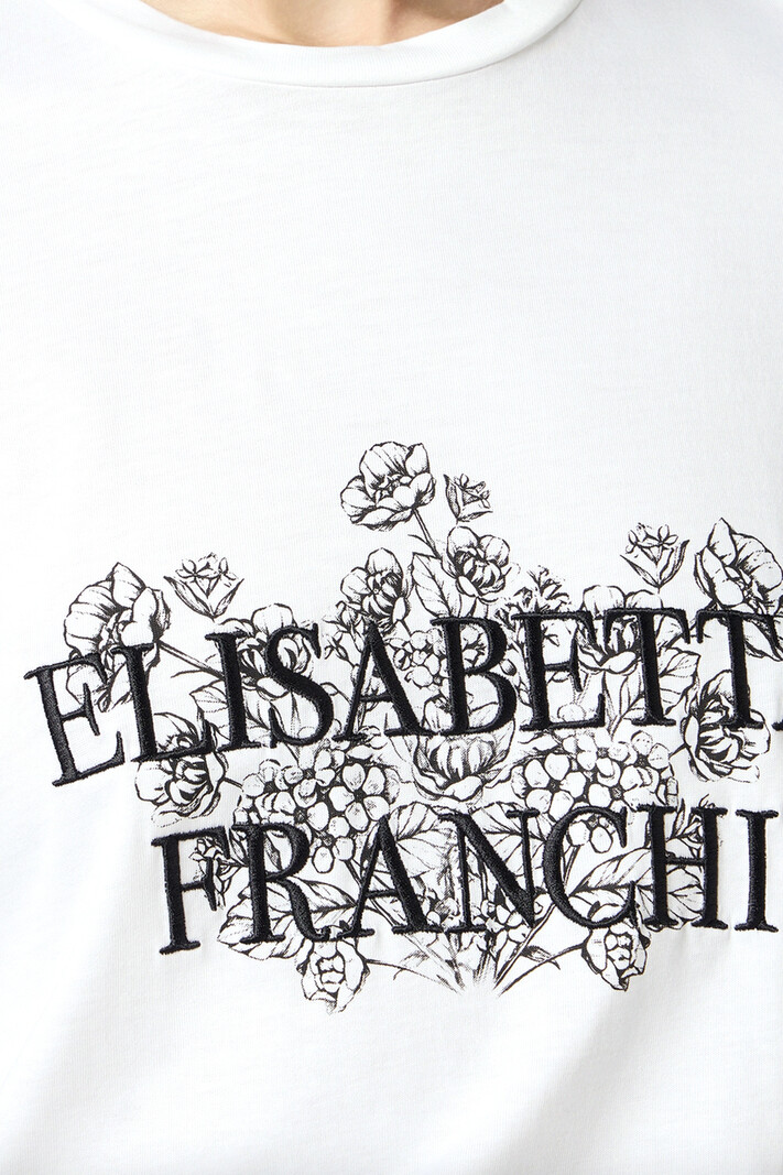 ELISABETTA FRANCHI Elisabetta Franchi tshirt with embroidered black print WHITE