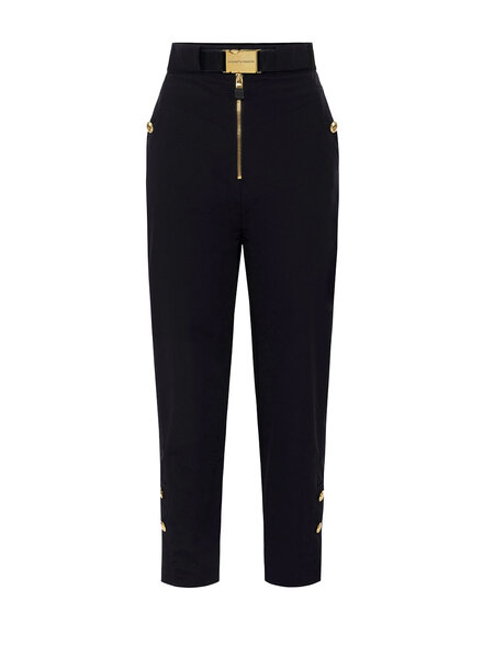 ELISABETTA FRANCHI Elisabetta Franchi broek wijd met ceinture ZWART