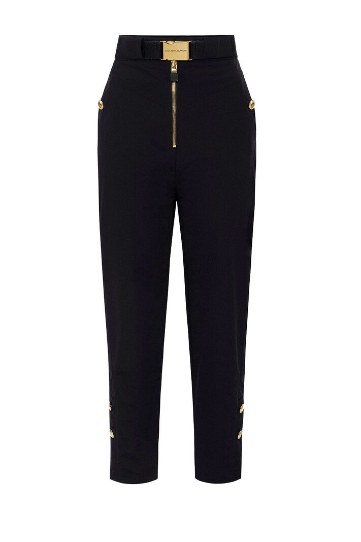 ELISABETTA FRANCHI Elisabetta Franchi broek wijd met ceinture ZWART