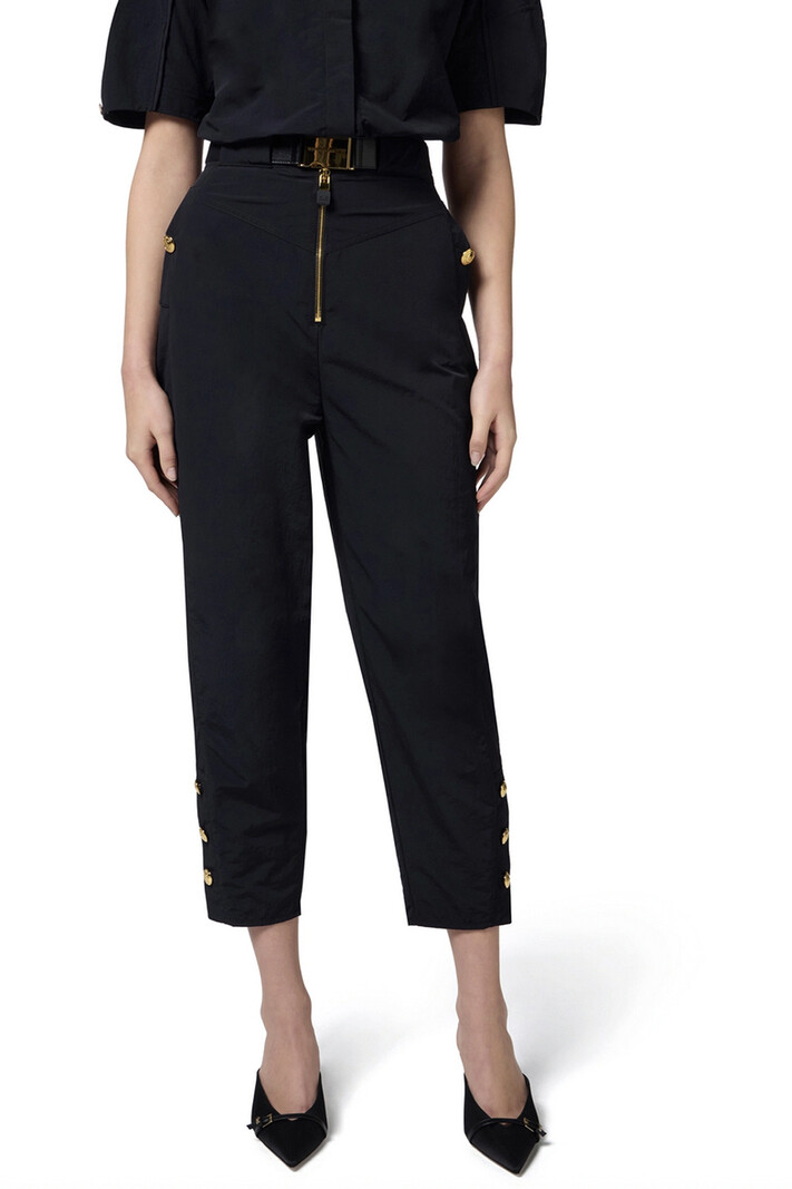 ELISABETTA FRANCHI Elisabetta Franchi broek wijd met ceinture ZWART