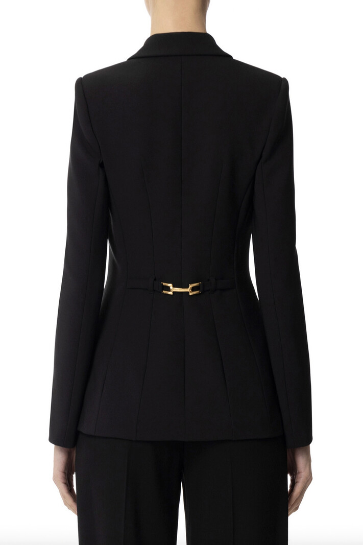 ELISABETTA FRANCHI Elisabetta Franchi blazer / colbert met gouden gesp op rug ZWART