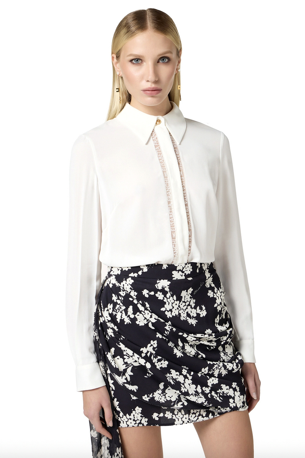 ELISABETTA FRANCHI Elisabetta Franchi blouse met subtiel logo WIT