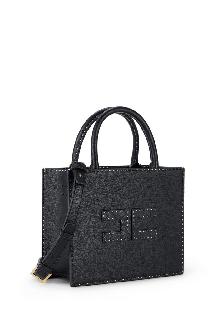 ELISABETTA FRANCHI Elisabetta Franchi bag tas klein met witte stiksels ZWART