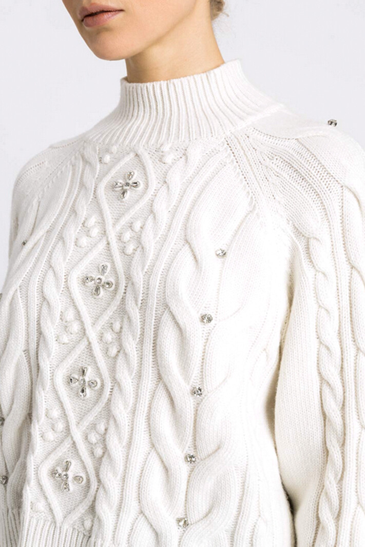 TWINSET Twinset top with cut outs and white diamonds cream WHITE