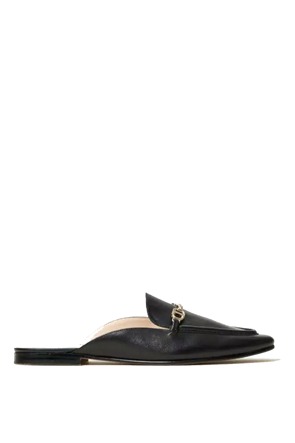 TWINSET Twinset leren loafer met gouden logo ZWART