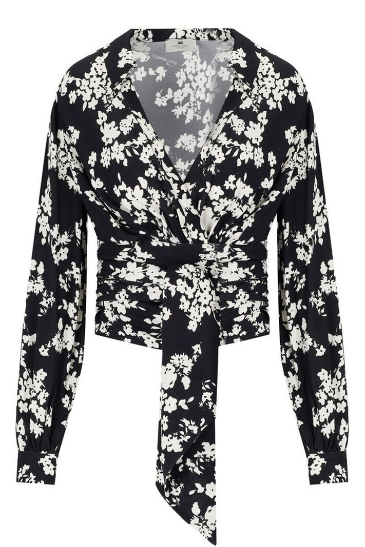 ELISABETTA FRANCHI Elisabetta Franchi blouse in flora print with scarf white with BLACK