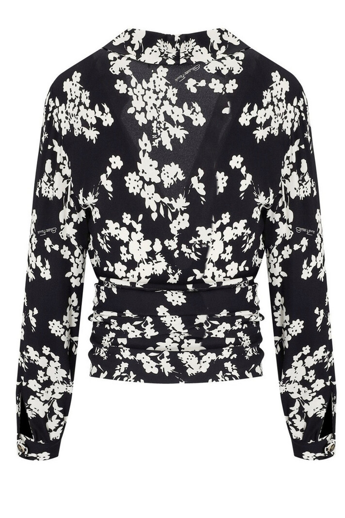 ELISABETTA FRANCHI Elisabetta Franchi blouse in flora print with scarf white with BLACK