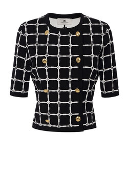 ELISABETTA FRANCHI Elisabetta Franchi vest-top met logo en gouden knopen ZWART