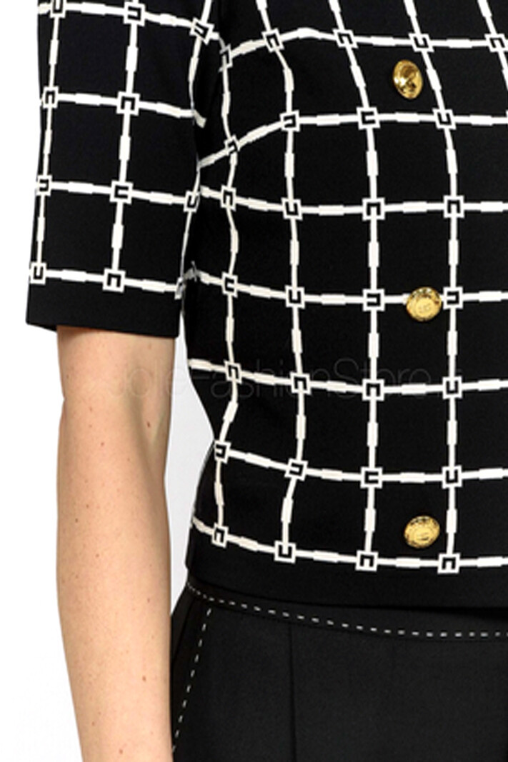 ELISABETTA FRANCHI Elisabetta Franchi vest-top met logo en gouden knopen ZWART