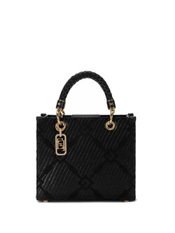 ELISABETTA FRANCHI Elisabetta Franchi  handtas van jacquardstof met charms ZWART