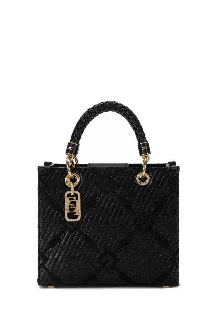 ELISABETTA FRANCHI Elisabetta Franchi  handtas van jacquardstof met charms ZWART
