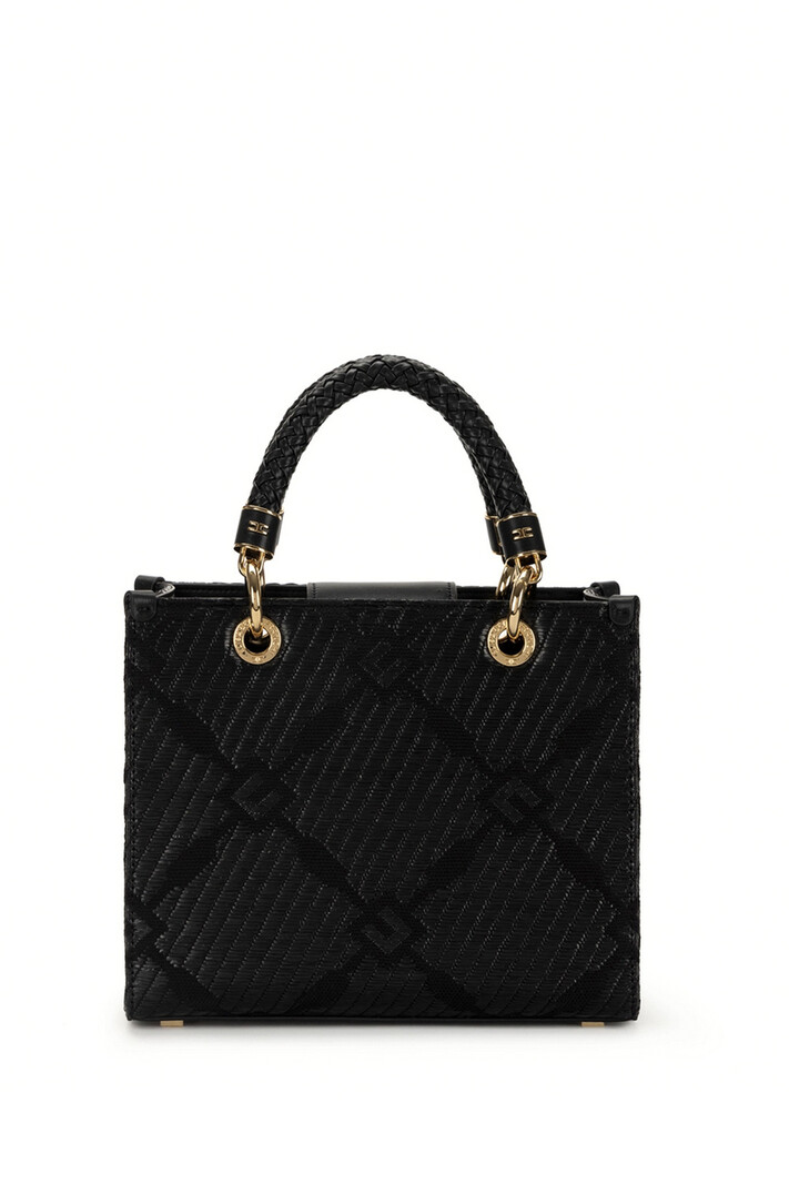 ELISABETTA FRANCHI Elisabetta Franchi  handtas van jacquardstof met charms ZWART