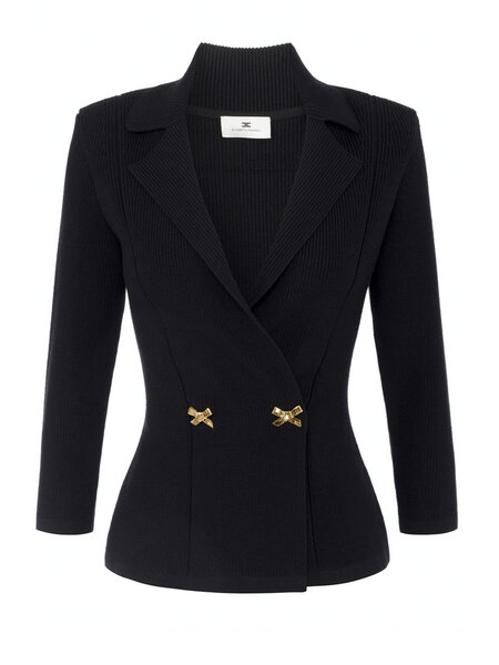 ELISABETTA FRANCHI Elisabetta Franchi knitted cardigan / blazer with bows BLACK