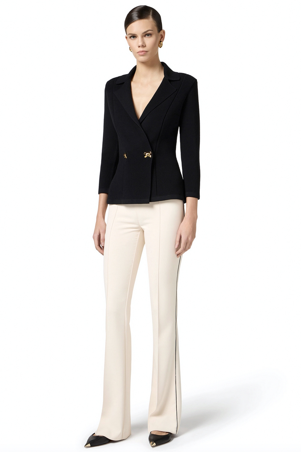 ELISABETTA FRANCHI Elisabetta Franchi knitted vest / blazer met strikjes ZWART