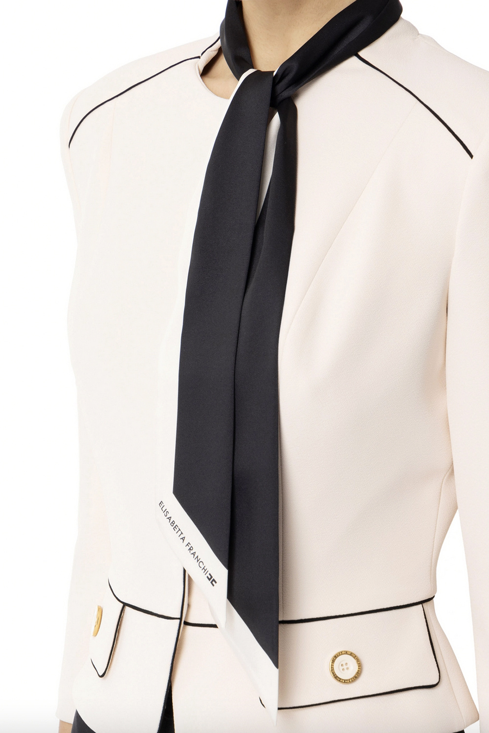 ELISABETTA FRANCHI Elisabetta Franchi short jacket including scarf cream WHITE