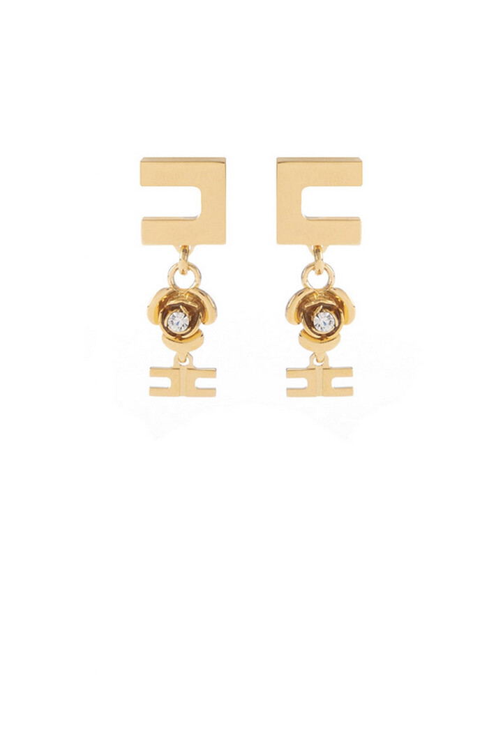 ELISABETTA FRANCHI Elisabetta Franchi earrings with rose and logo GOLD